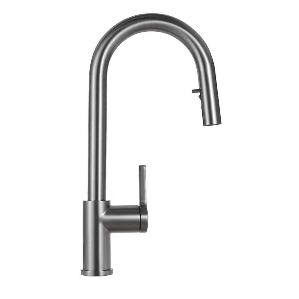 Timeless mitigeur d'évier à levier en acier inoxydable+douchette extractible, monotrou, gun metal brossé (TMLKF285BGM)
