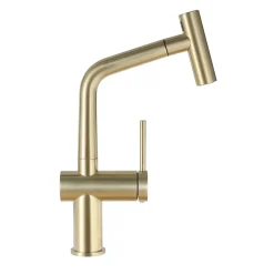 Timeless mitigeur d'évier à levier en acier inoxydable avec douchette extractible, monotrou, or brossé (TMLKF185BG)