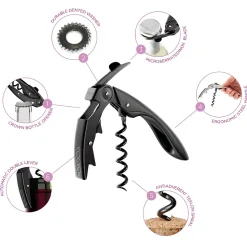 Tire-bouchon double levier high tech Noir Noir - Pop par Koala