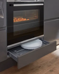 Tiroir bas de four de cuisine GoodHome Sancho Anthracite l. 60 cm