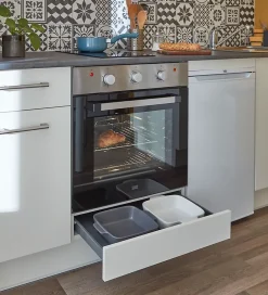 Tiroir bas de four de cuisine GoodHome Sancho Anthracite l. 60 cm