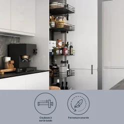 Tiroir de cuisine GoodHome Soto anthracite l. 40 x P. 27 cm