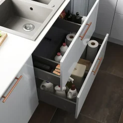 Tiroir de meuble de cuisine sous évier GoodHome Soto Anthracite