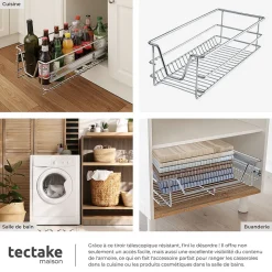 Tiroir de rangement téléscopique gris