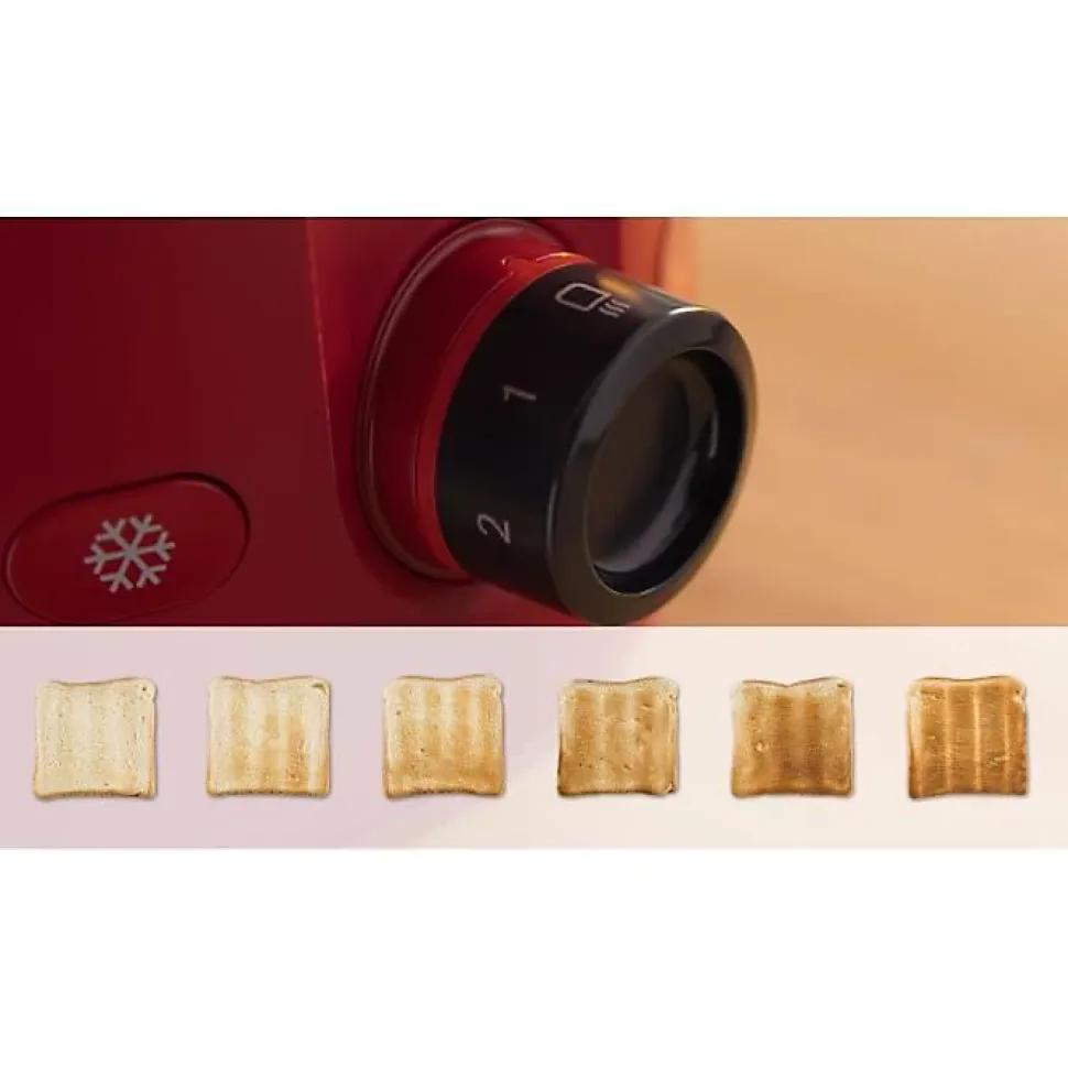 Toaster - BOSCH - TAT2M124 MyMoment - Rouge - 2 tranches - centrage automatique du pain - fonctions décongélation et réchauffage