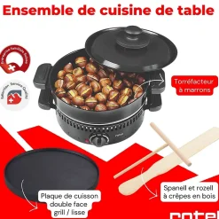 Torréfacteur à marrons, crêpière et grill électrique multifonctions Rotel