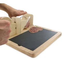Trancheuse à charcuterie avec plateau ardoise