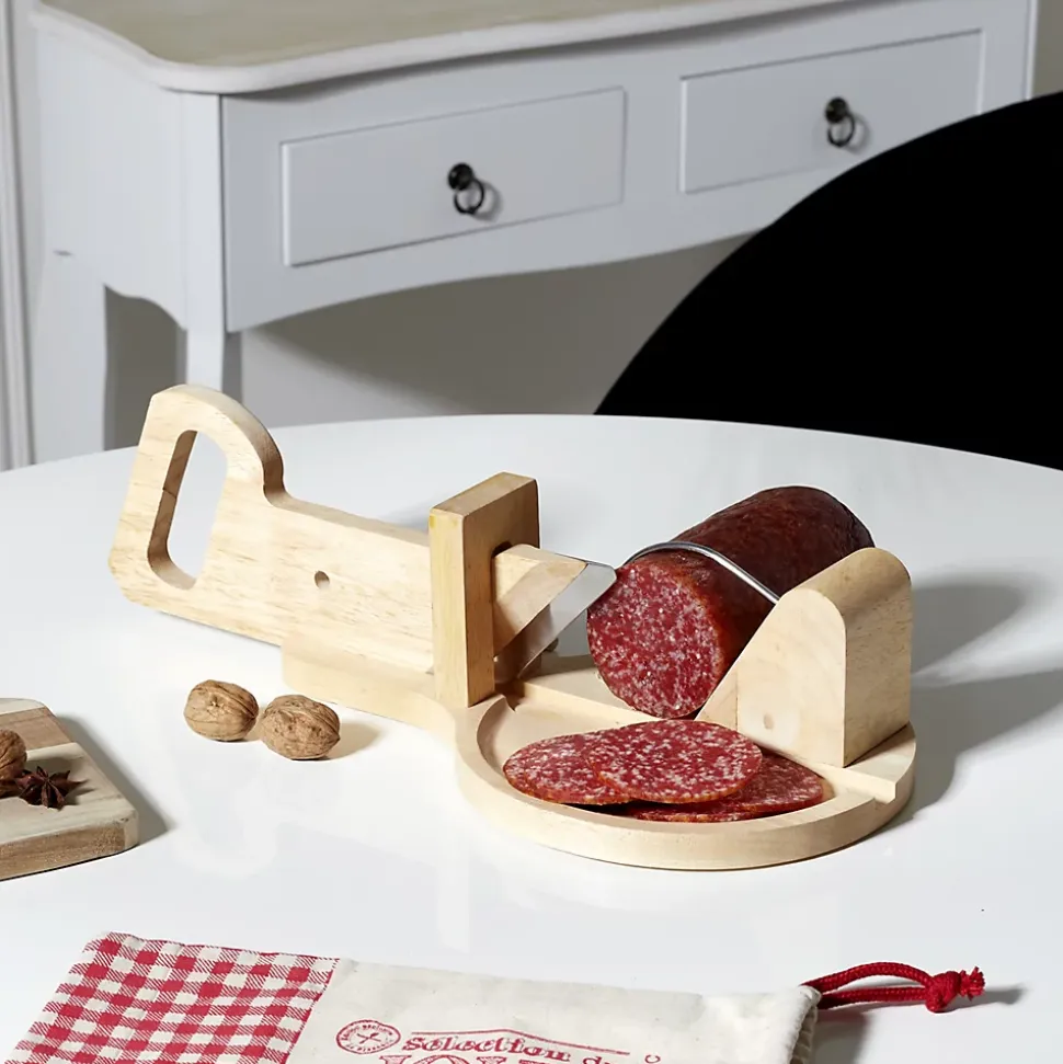 Trancheuse à charcuterie en bois - 30 x 20 cm - Ronde