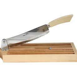 Trancheuse à pain avec ramasse miettes en hêtre huilé