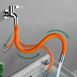 Tuyau d'extension de robinet de cuisine, tube d'extension amovible à 360 degrés avec connecteur, 20 cm