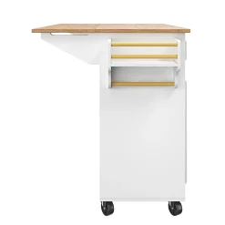 URBAN MEUBLE Desserte de cuisine mobile blanche plateau pliant extensible