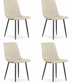 Valora TURIN Chaise Velours Beige Design Ergonomique x4