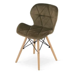 VALORA WAKO Chaise en velours - Design ergonomique moderne, marron x 4