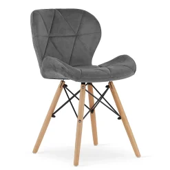Valora WAKO Fauteuil en velours gris, design moderne pour salon x4