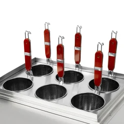 VERTES Cuiseur à pâtes Professionnel, électrique, 3x 1700 watts, 3 cuves de cuisson séparées de 6 litres chacune, 6 paniers