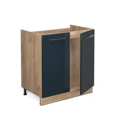 Vicco Armoire de cuisine Bleu foncé brillant 80cm sans PT