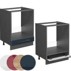 Vicco Armoire de cuisine Bleu foncé brillant 60cm sans PT