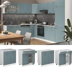Vicco Armoire de cuisine avec tiroir Bleu-gris 80cm , sans plan de travail