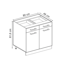 Vicco Armoire de cuisine avec tiroir Bleu-gris 80cm , sans plan de travail