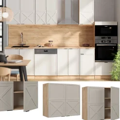 Vicco Armoire en verre GrisBeige 80cm