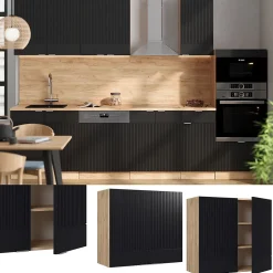 Vicco Armoire en verre Noir rayé 80cm