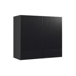 Vicco Armoire en verre Noir rayé 80cm