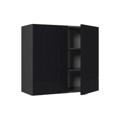 Vicco Armoire en verre Noir rayé 80cm