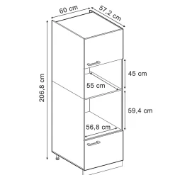 Vicco Armoire micro-ondes Béton 60cm