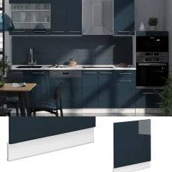 Vicco Armoires de cuisine Bleu foncé brillant 60cm , PT Chêne