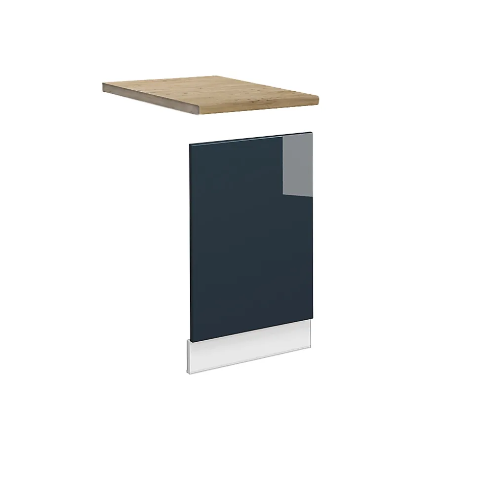 Vicco Armoires de cuisine Bleu foncé brillant 45cm , PT Chêne