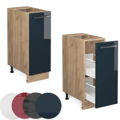 Vicco Armoires de cuisine Bleu foncé brillant 30cm sans PT