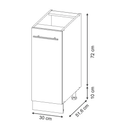 Vicco Armoires de cuisine Bleu foncé brillant 30cm sans PT