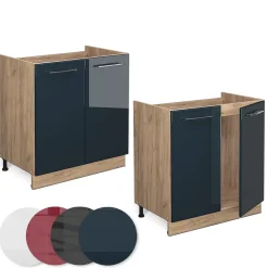 Vicco armoires de cuisine Bleu foncé brillant 80cm , PT Anthracite