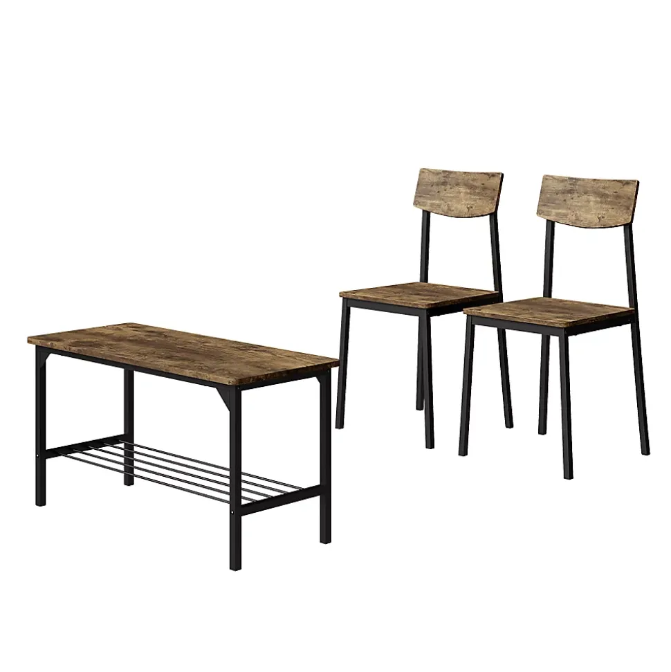 Vicco Banc et chaise noir/chêne rustique 85x46cm 3 pièces