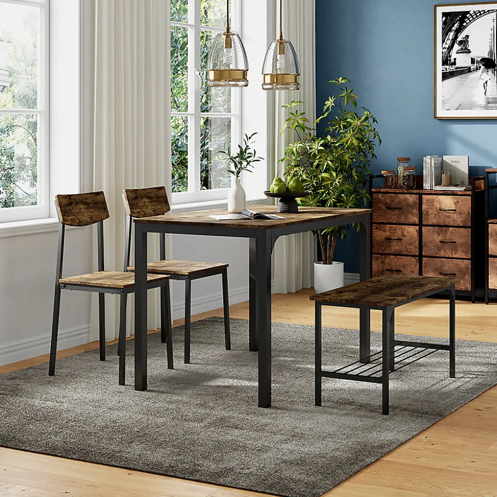 Vicco Banc et chaise noir/chêne rustique 85x46cm 3 pièces