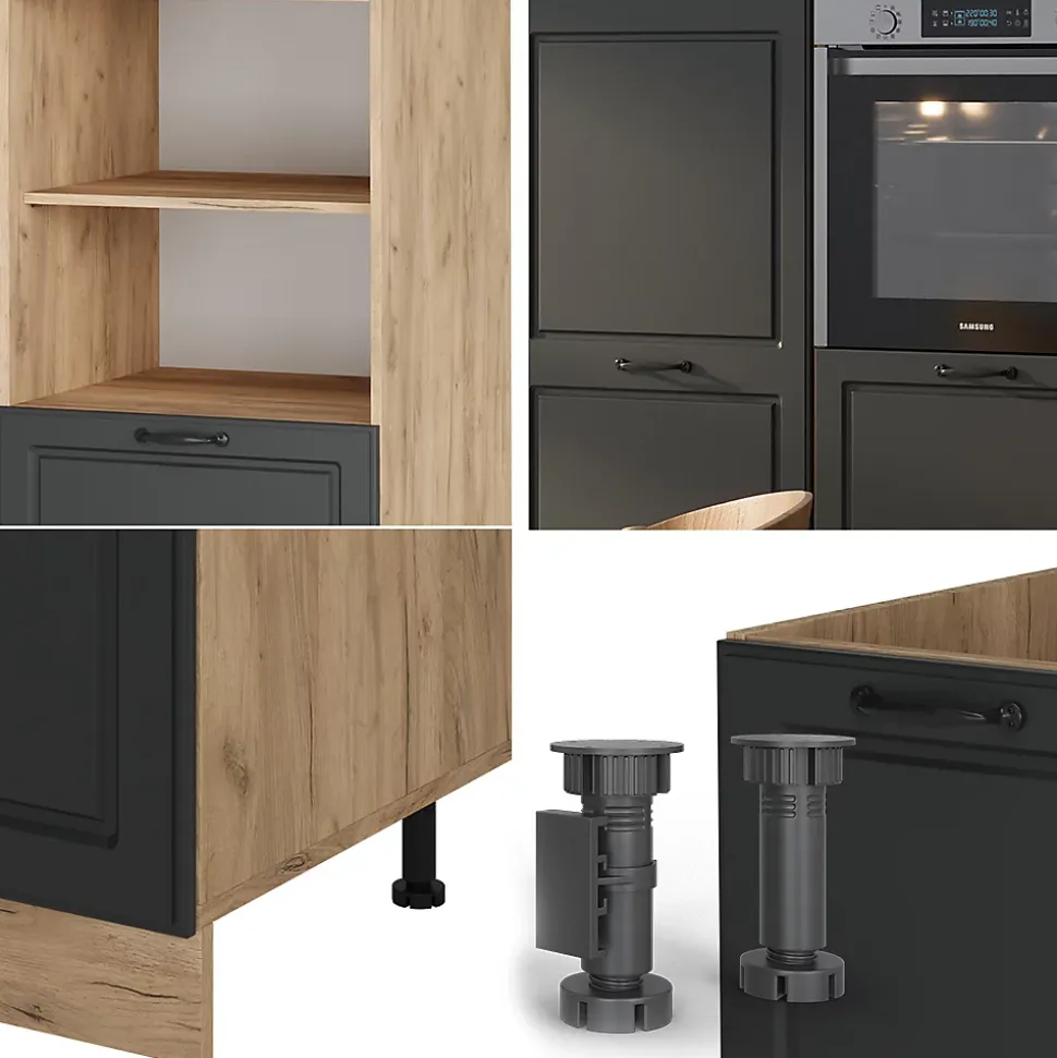 Vicco Bloc cuisine Anthracite Campagne/Chêne doré 180cm sans PT