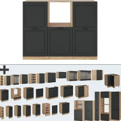 Vicco Bloc cuisine Anthracite Campagne/Chêne doré 180cm sans PT