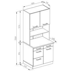 Vicco Bloc cuisine Blanc Haute brillance 80cm , PT Marbre