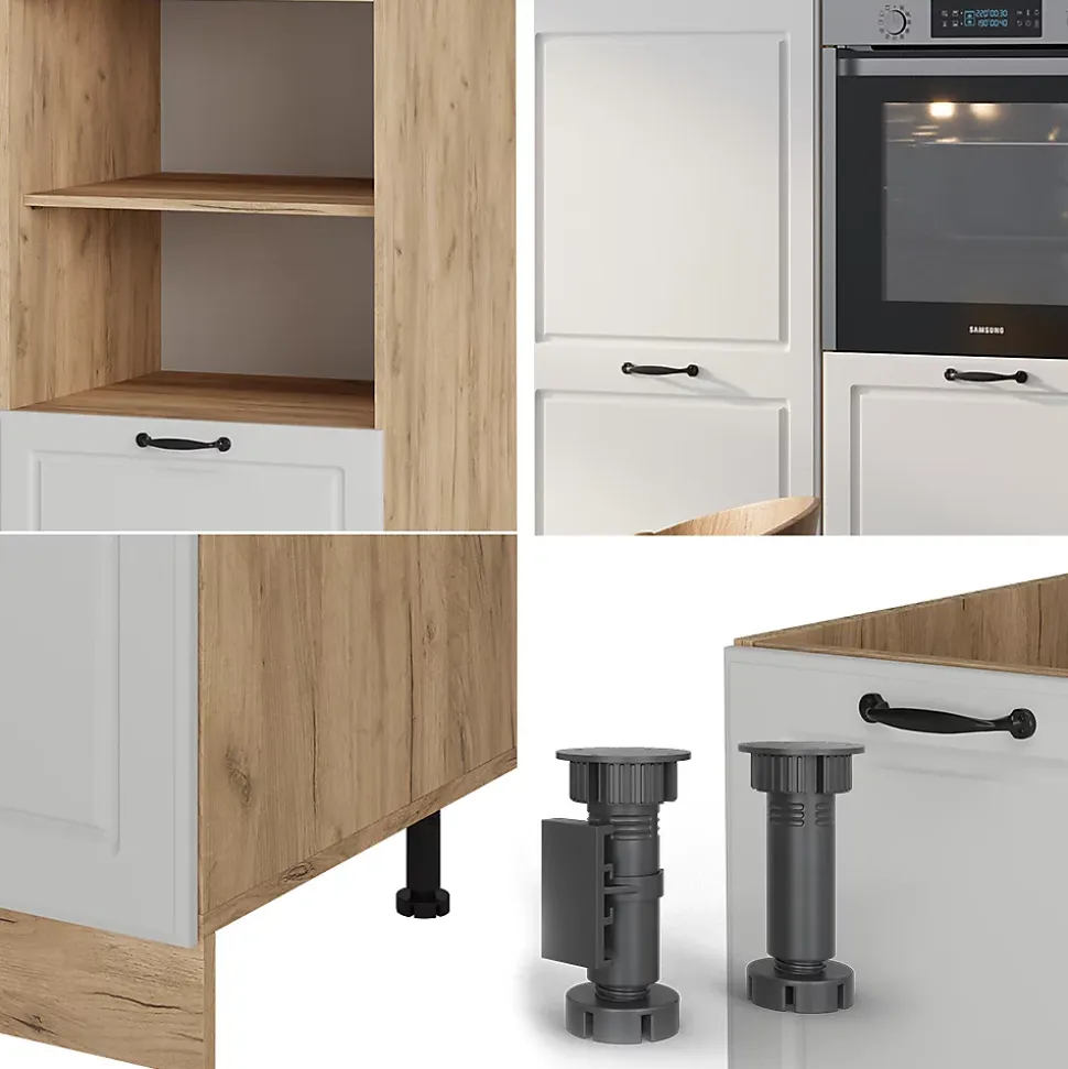 Vicco Bloc cuisine Blanc campagnard/Chêne doré 180cm sans PT