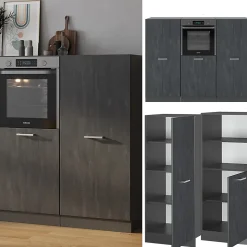 Vicco Bloc cuisine Béton/Anthracite 180cm sans PT