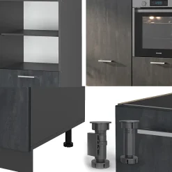 Vicco Bloc cuisine Béton/Anthracite 180cm sans PT