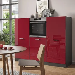 Vicco Bloc cuisine Rouge brillant/Anthracite 180cm sans PT