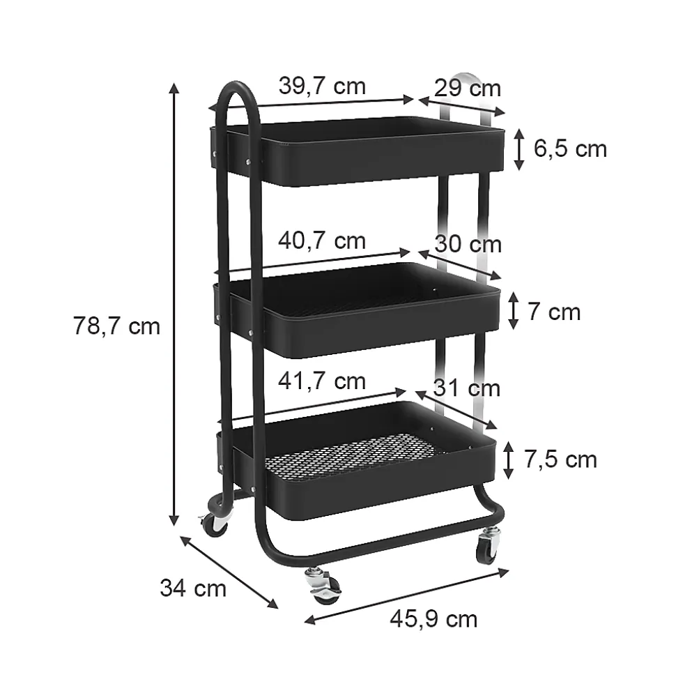 Vicco Caisson à roulettes Noir 45.9x78.7cm