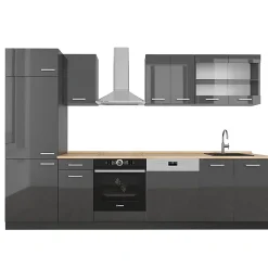 Vicco Cuisine Anthracite brillant/anthracite 300cm , PT Chêne