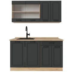 Vicco Cuisine Anthracite Campagne/Chêne doré 140cm , PT Chêne