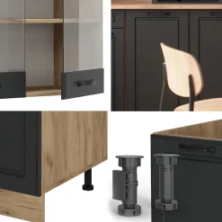 Vicco Cuisine Anthracite Campagne/Chêne doré 140cm , PT Chêne