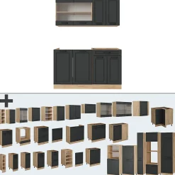 Vicco Cuisine Anthracite Campagne/Chêne doré 140cm , PT Chêne