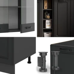 Vicco Cuisine Anthracite maison de campagne/anthracite 160cm sans PT