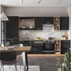 Vicco Cuisine Anthracite brillant/Chêne doré 355cm sans PT