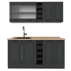 Vicco Cuisine Anthracite maison de campagne/anthracite 160cm , PT Chêne